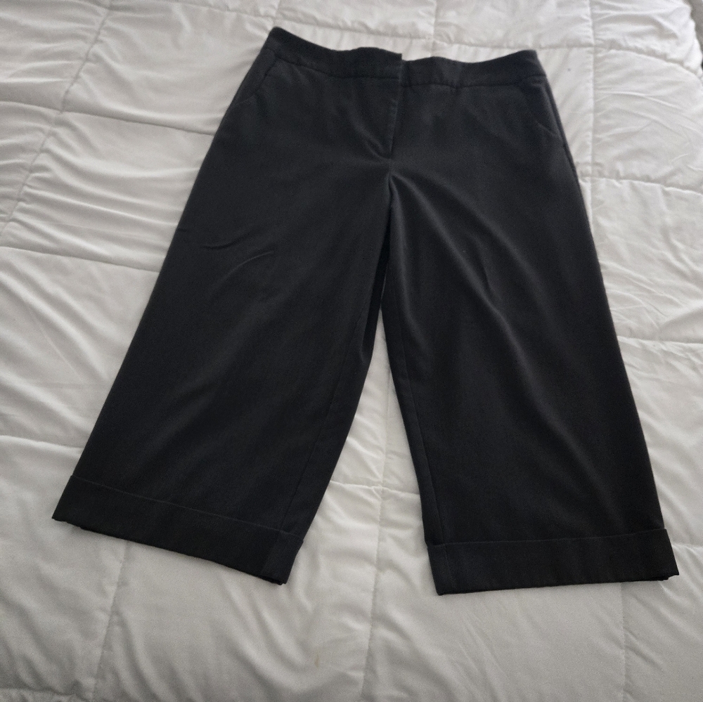 George Women's Charcoal Pinstriped Wide-Leg Capri Trousers